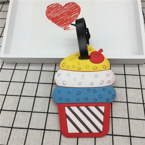Etya Luggage Tag Silicone Cartoon Cute Fruits Food Beach Style Suitcase Tags Name Address Holder