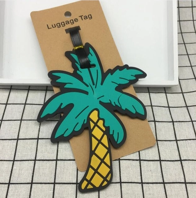 Etya Luggage Tag Silicone Cartoon Cute Fruits Food Beach Style Suitcase Tags Name Address Holder