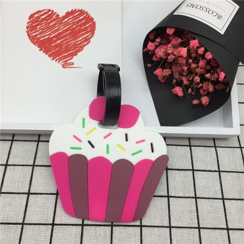 Etya Luggage Tag Silicone Cartoon Cute Fruits Food Beach Style Suitcase Tags Name Address Holder