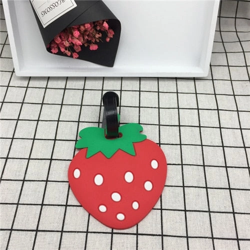 Etya Luggage Tag Silicone Cartoon Cute Fruits Food Beach Style Suitcase Tags Name Address Holder
