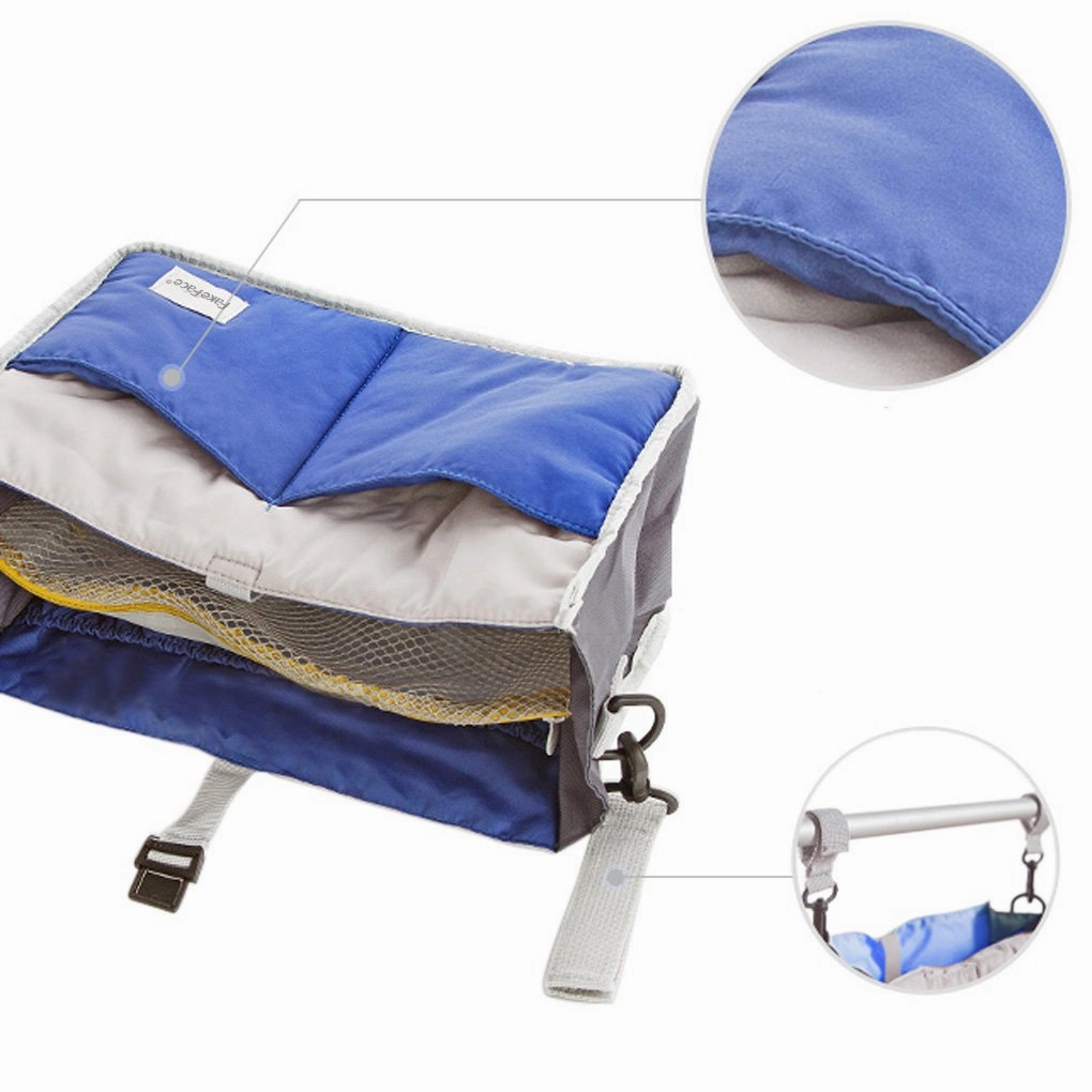 FakeFace Multi-funtional Nylon Zipper Travel Handbag Pouch / Baby Stroller Pram Pushchair Hanging Storage / Bag in Bag / Insert Organizer / Cosmetic Toiletry Bag Pocket / Makeup Bag / Tidy Bag Blue