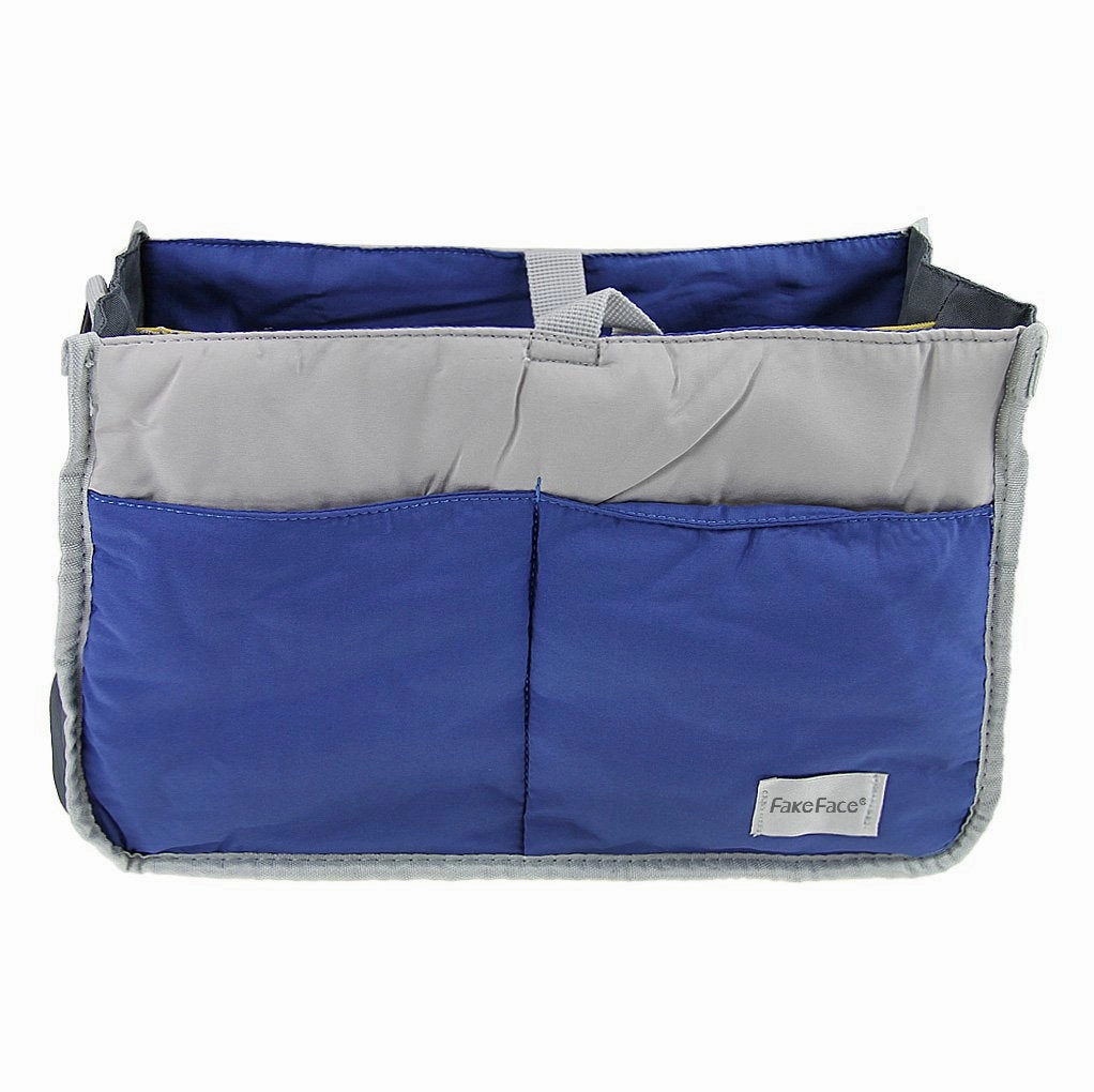 FakeFace Multi-funtional Nylon Zipper Travel Handbag Pouch / Baby Stroller Pram Pushchair Hanging Storage / Bag in Bag / Insert Organizer / Cosmetic Toiletry Bag Pocket / Makeup Bag / Tidy Bag Blue