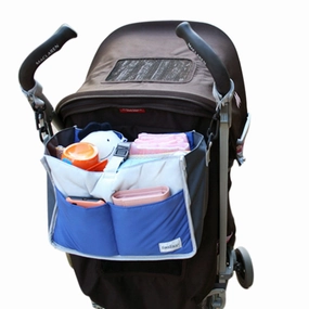 FakeFace Multi-funtional Nylon Zipper Travel Handbag Pouch / Baby Stroller Pram Pushchair Hanging Storage / Bag in Bag / Insert Organizer / Cosmetic Toiletry Bag Pocket / Makeup Bag / Tidy Bag Blue