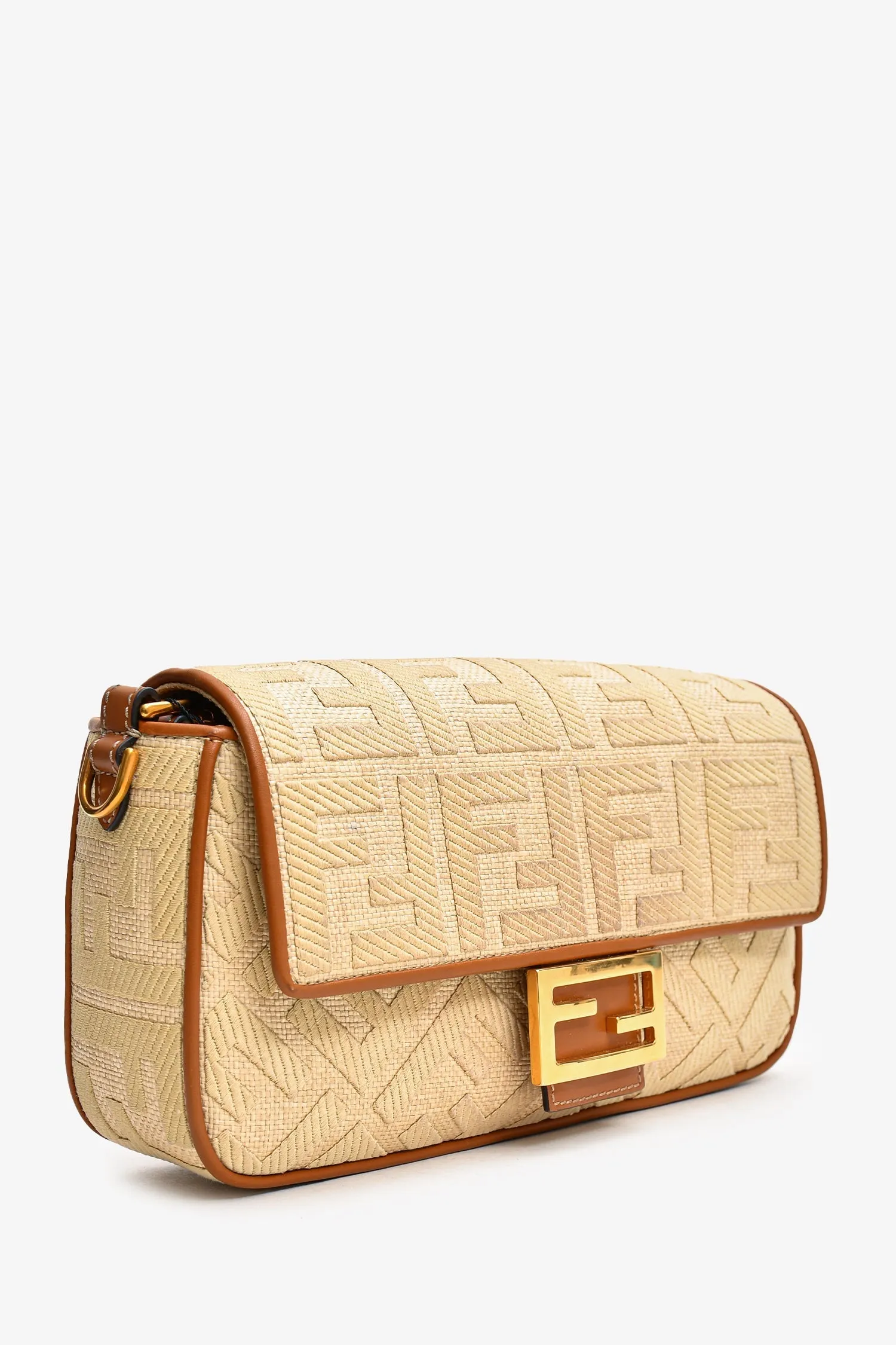 Fendi Tan Canvas/Leather FF Embossed Shoulder Bag with Strap