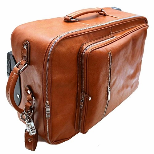 Floto Luggage Venezia Handmade Trolley Wheeled Duffle, Olive/Honey Brown, Large