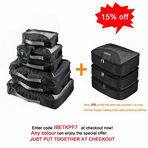 G4Free Packing Cubes 6pcs Set Travel Accessories Organizers Versatile Travel Packing Bags(Black)