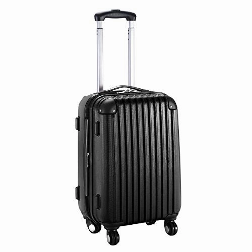 GHP 15.2"x10.4"x22.4" Black Scratch-resistant Lightweight & Durable Trolley Suitcase