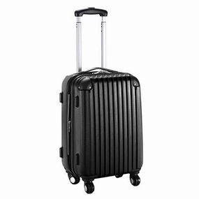 GHP 15.2"x10.4"x22.4" Black Scratch-resistant Lightweight & Durable Trolley Suitcase