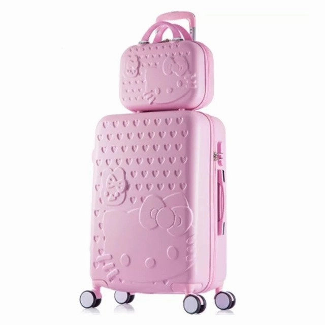 Girls Hello Kitty Suitcase Cute Luggage Set Series 20 24 Inch Child Trolley Suitcase Travel Bag
