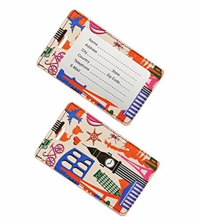 Go Green Power Tr1274 Design Leather Luggage Tag - World Attractions - 2Pk