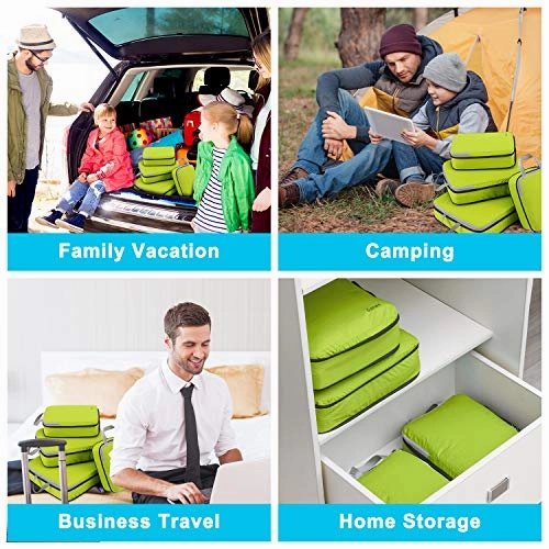 Gonex Compression Packing Cubes, 4pcs Expandable Storage Travel Luggage Bags Organizers (Pink)