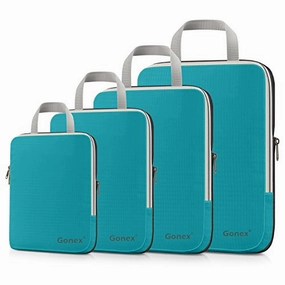 Gonex Compression Packing Cubes Set, Expandable Packing Organizers 4pcs (Blue)