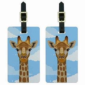 Graphics & More Giraffe In Sky-Safari Animal Luggage Tags Suitcase Carry-On Id, White