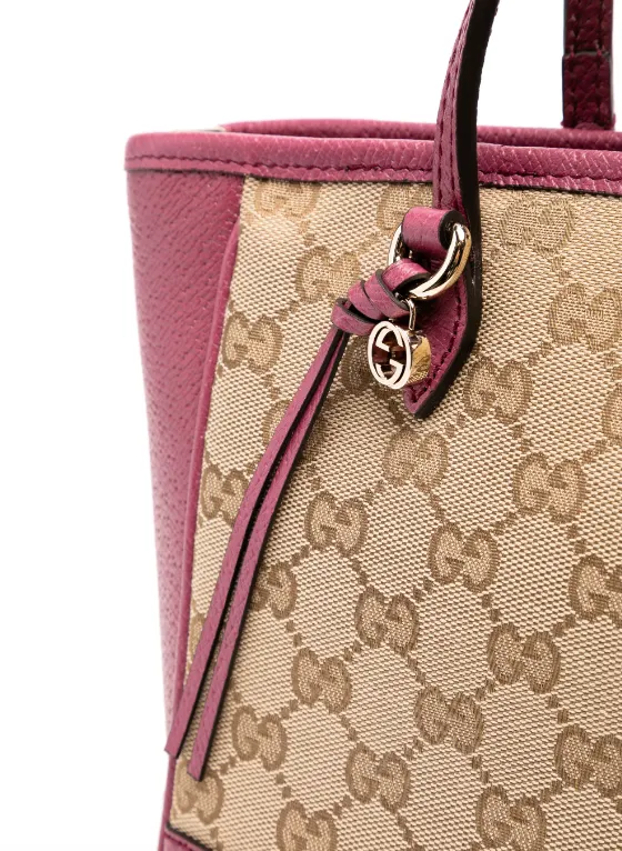 Gucci Beige & dusty rose original GG canvas Bree tote bag