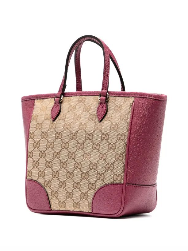 Gucci Beige & dusty rose original GG canvas Bree tote bag