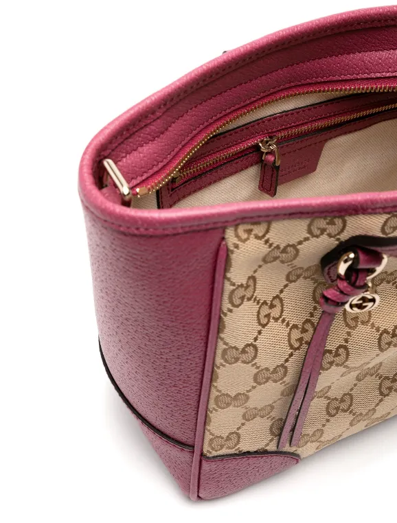 Gucci Beige & dusty rose original GG canvas Bree tote bag