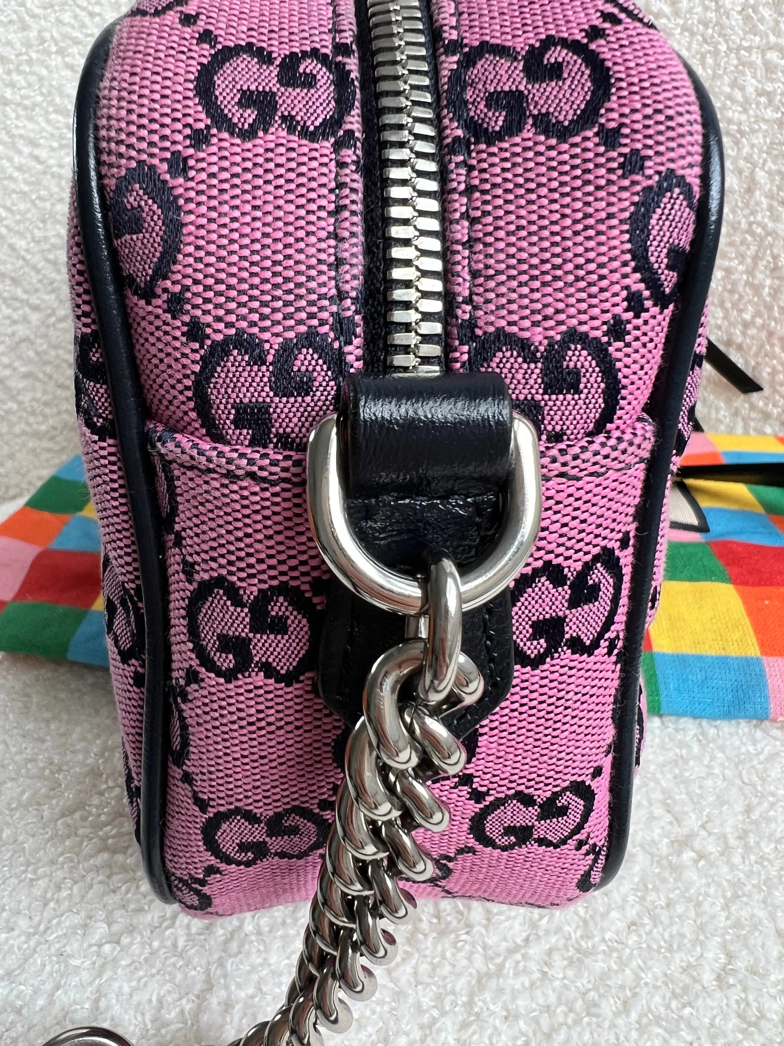 Gucci GG Marmont Pink Canvas Small Shoulder Bag (RRP ??1050)