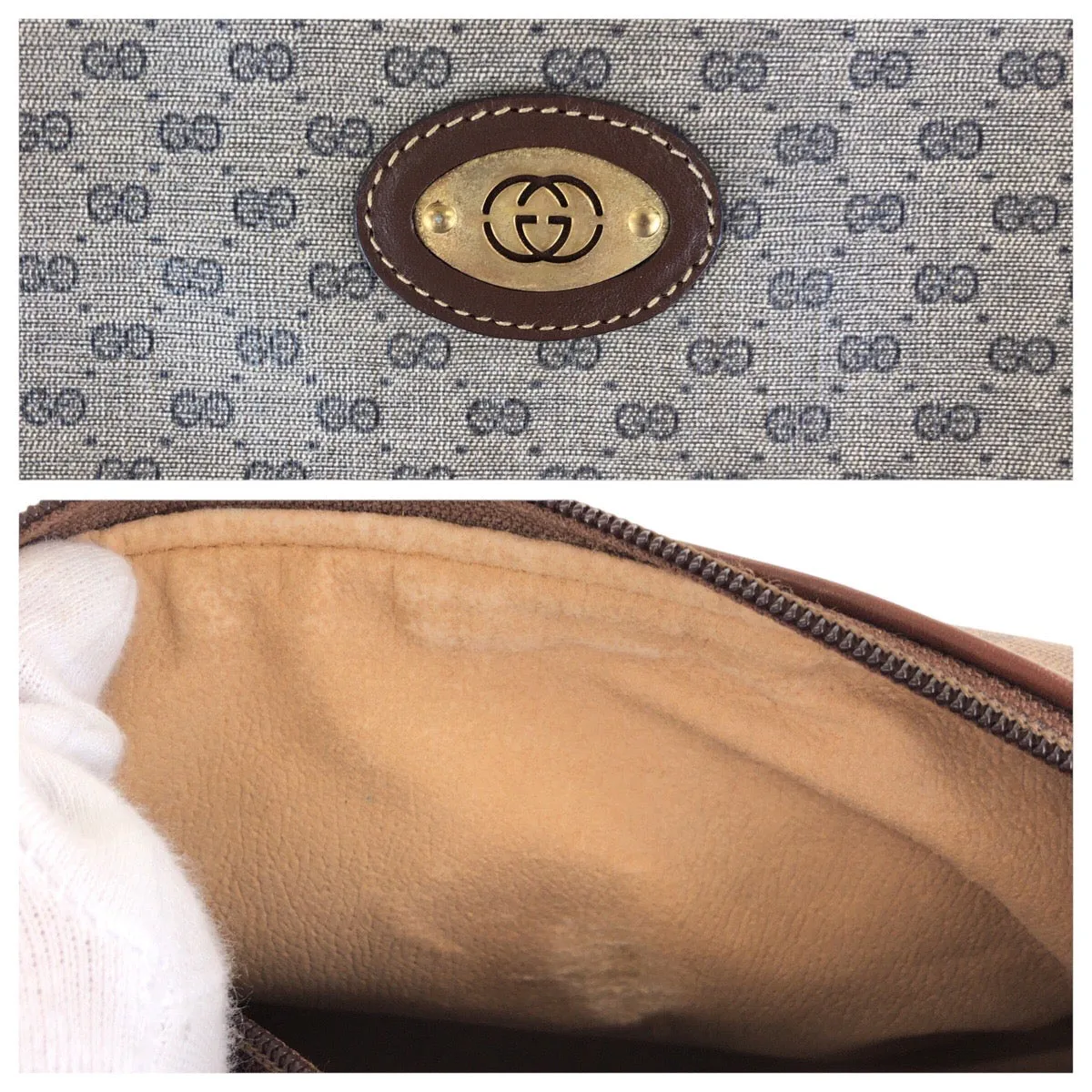 GUCCI Shoulder Bag 007 261 1148 GG Supreme canvas, leather Brown Gold Metal Shoulder Bag pochette Old Gucci Micro GG Women Used