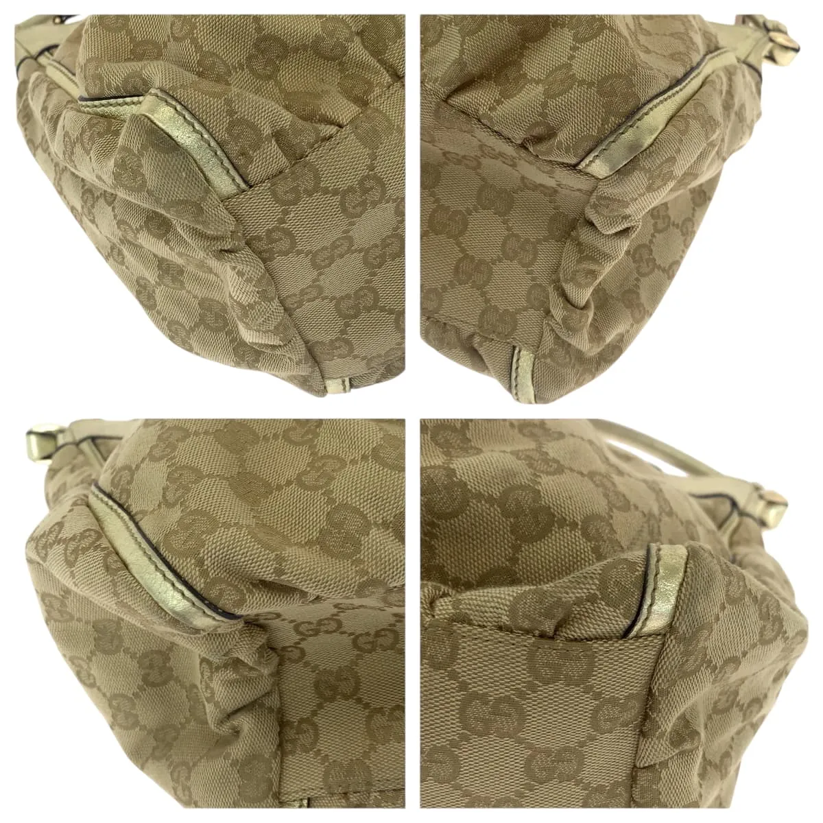 GUCCI Shoulder Bag 189833 GG canvas Beige Gold GoldMetal Hobo One Shoulder Bag Abbey Women Used