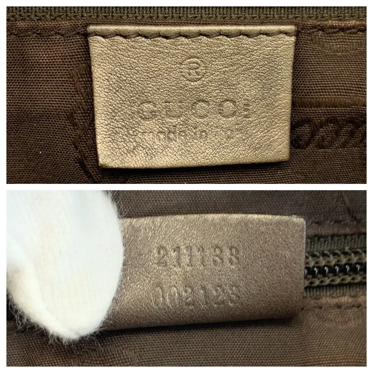 GUCCI Tote Bag 211138 PVC coated canvas, leather Bronze Metallic Brown Tote Bag Shoulder Bag GG implementation Women Used