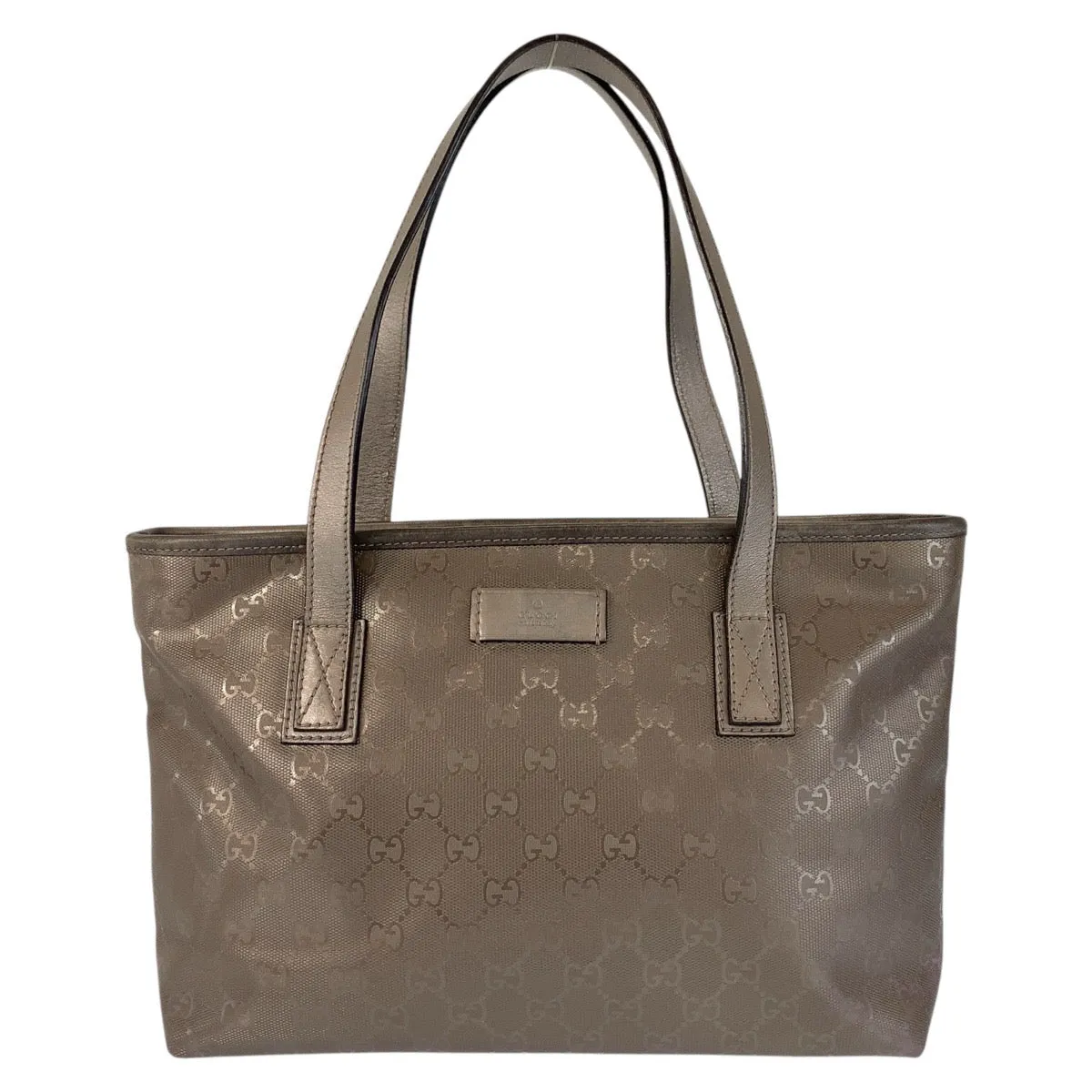 GUCCI Tote Bag 211138 PVC coated canvas, leather Bronze Metallic Brown Tote Bag Shoulder Bag GG implementation Women Used