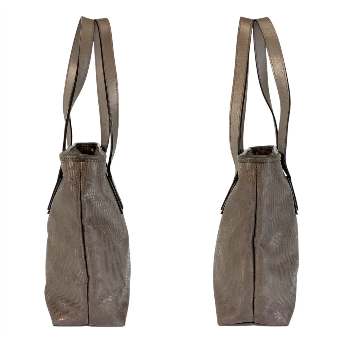 GUCCI Tote Bag 211138 PVC coated canvas, leather Bronze Metallic Brown Tote Bag Shoulder Bag GG implementation Women Used