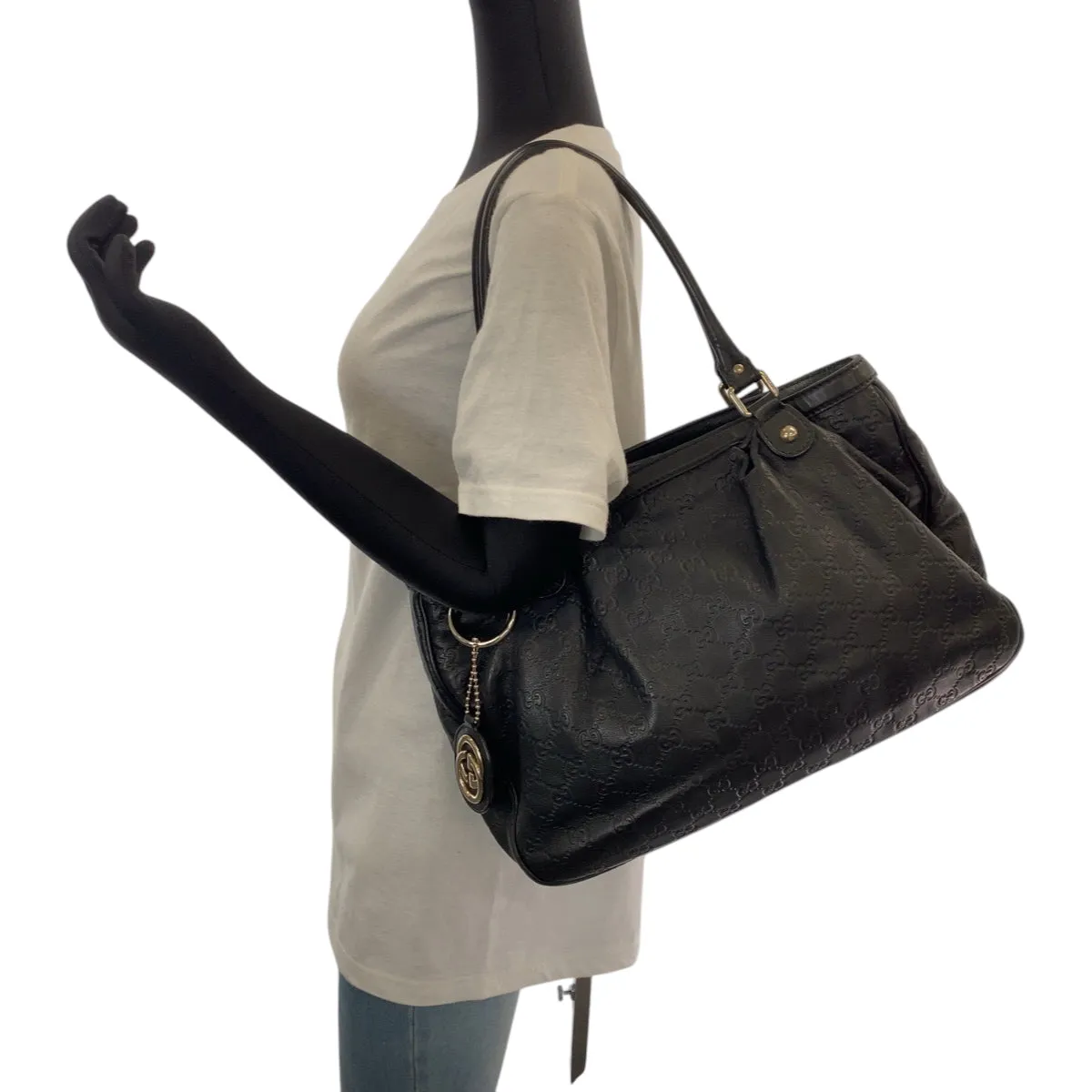 GUCCI Tote Bag 296853 leather Black GoldMetal Tote Bag Shoulder Bag Sukey Women Used