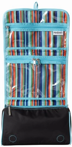 Hadaki Nylon Toiletry Pod Roll-up, Black/Aqua