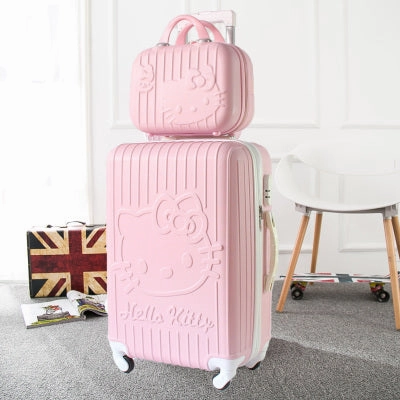 Hello Kitty One Set Abs Pc Luxury Women Rolling Luggage Suitcase Designer 20 Inches High Quality