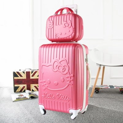 Hello Kitty One Set Abs Pc Luxury Women Rolling Luggage Suitcase Designer 20 Inches High Quality