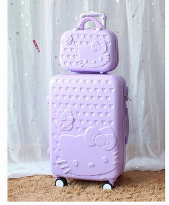 Hello Kitty One Set Abs Pc Luxury Women Rolling Luggage Suitcase Designer 20 Inches High Quality