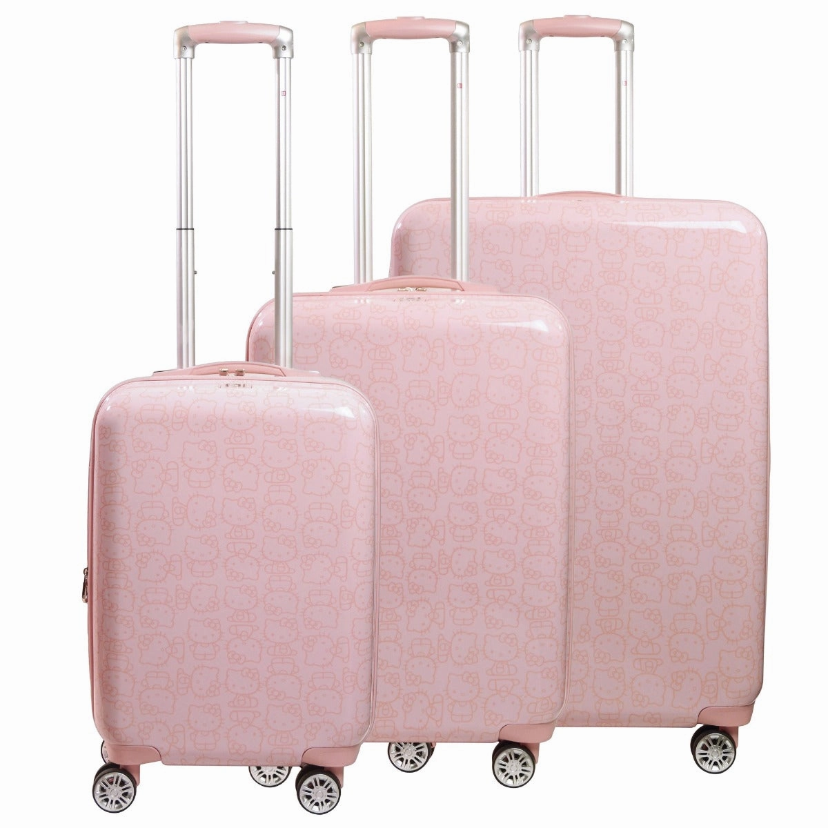Hello Kitty Pose All Over 3 pc Spinner Luggage Set - Pink