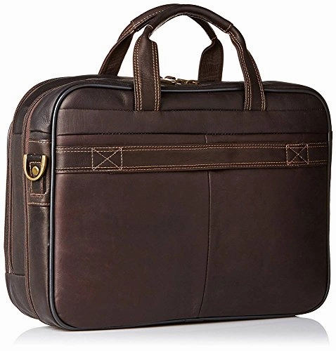 Heritage Colombian Leather Top Zip EZ-Scan 15.6" Computer Portfolio in Brown