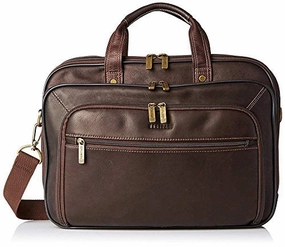 Heritage Colombian Leather Top Zip EZ-Scan 15.6" Computer Portfolio in Brown