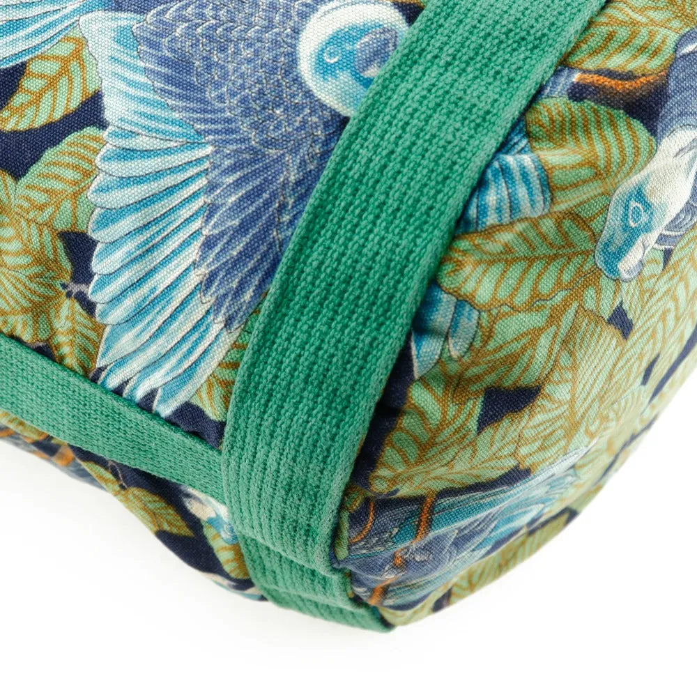 HERMES Shoulder Bag cotton Green Botanical Pattern Bird Pattern one belt