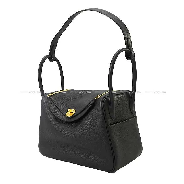HERMES Shoulder bag Lindy 26 Noir (Black) Taurillon Clemence Gold HW Stamp