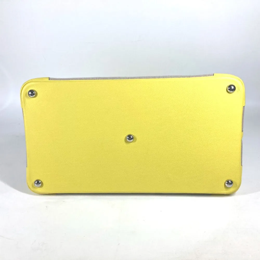 HERMES Tote Bag Swift, Toile H yellow Shoulder Bag Boston Duffel bag Bored 45 Women Used