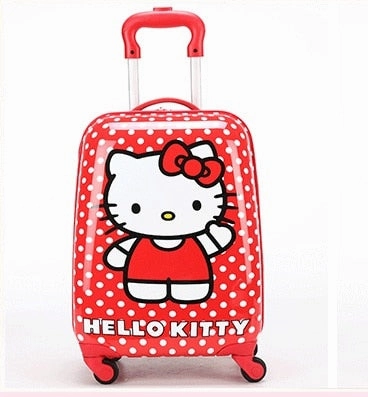 Hot Anime Girl Luggage Kids Rolling Suitcase Hello Kitty Cartoon 16/18 Inch Students Travel Trolley