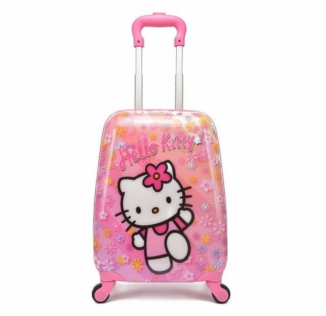 Hot Anime Girl Luggage Kids Rolling Suitcase Hello Kitty Cartoon 16/18 Inch Students Travel Trolley