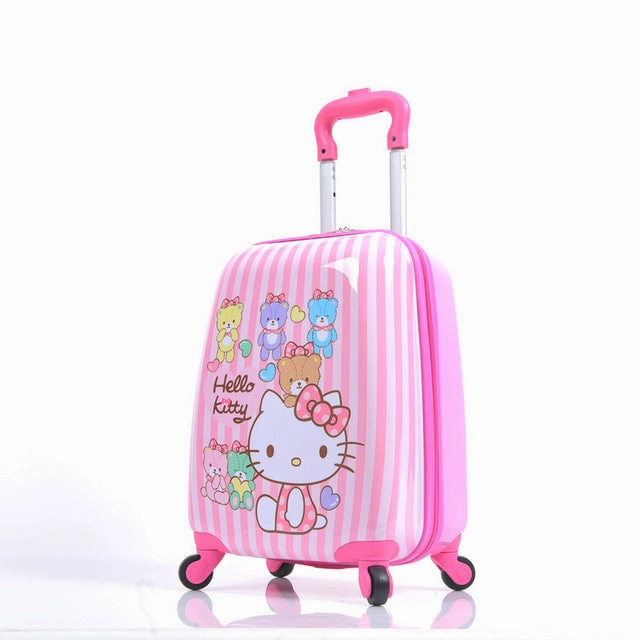 Hot Anime Girl Luggage Kids Rolling Suitcase Hello Kitty Cartoon 16/18 Inch Students Travel Trolley