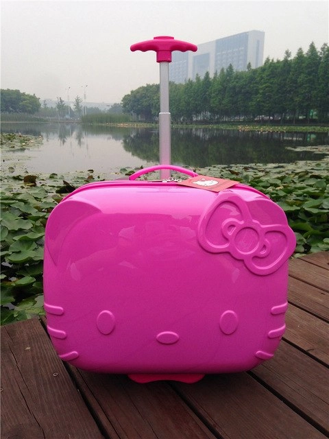 Hot Hello Kitty 17 Inches Abs Pc Girl Cartoon Pull Rod Box Trolley Case 3D Child Travel Luggage