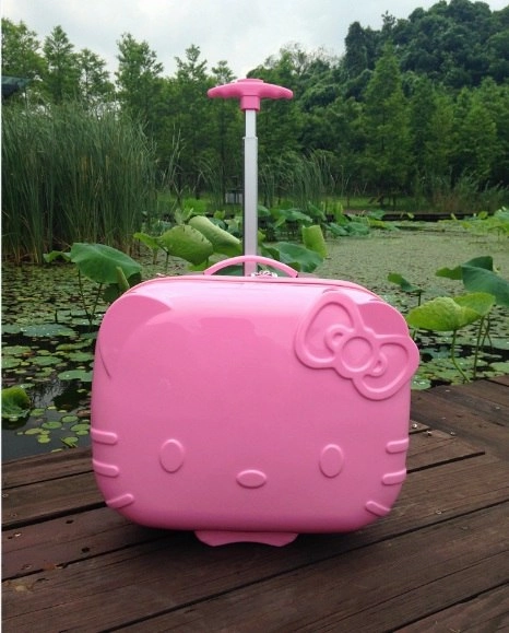 Hot Hello Kitty 17 Inches Abs Pc Girl Cartoon Pull Rod Box Trolley Case 3D Child Travel Luggage