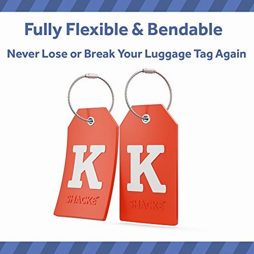 Initial Luggage Tag with Full Privacy Cover and Stainless Steel Loop  (Letter K)