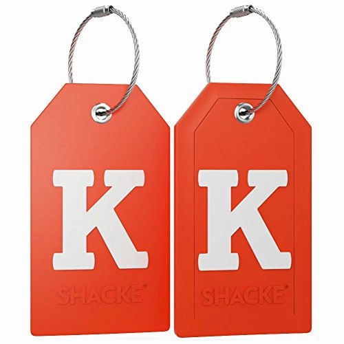 Initial Luggage Tag with Full Privacy Cover and Stainless Steel Loop  (Letter K)