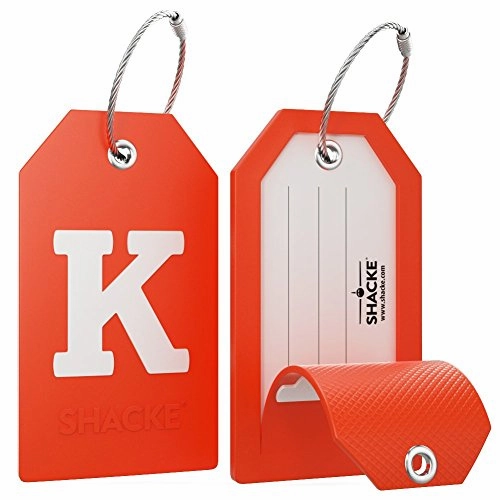 Initial Luggage Tag with Full Privacy Cover and Stainless Steel Loop  (Letter K)