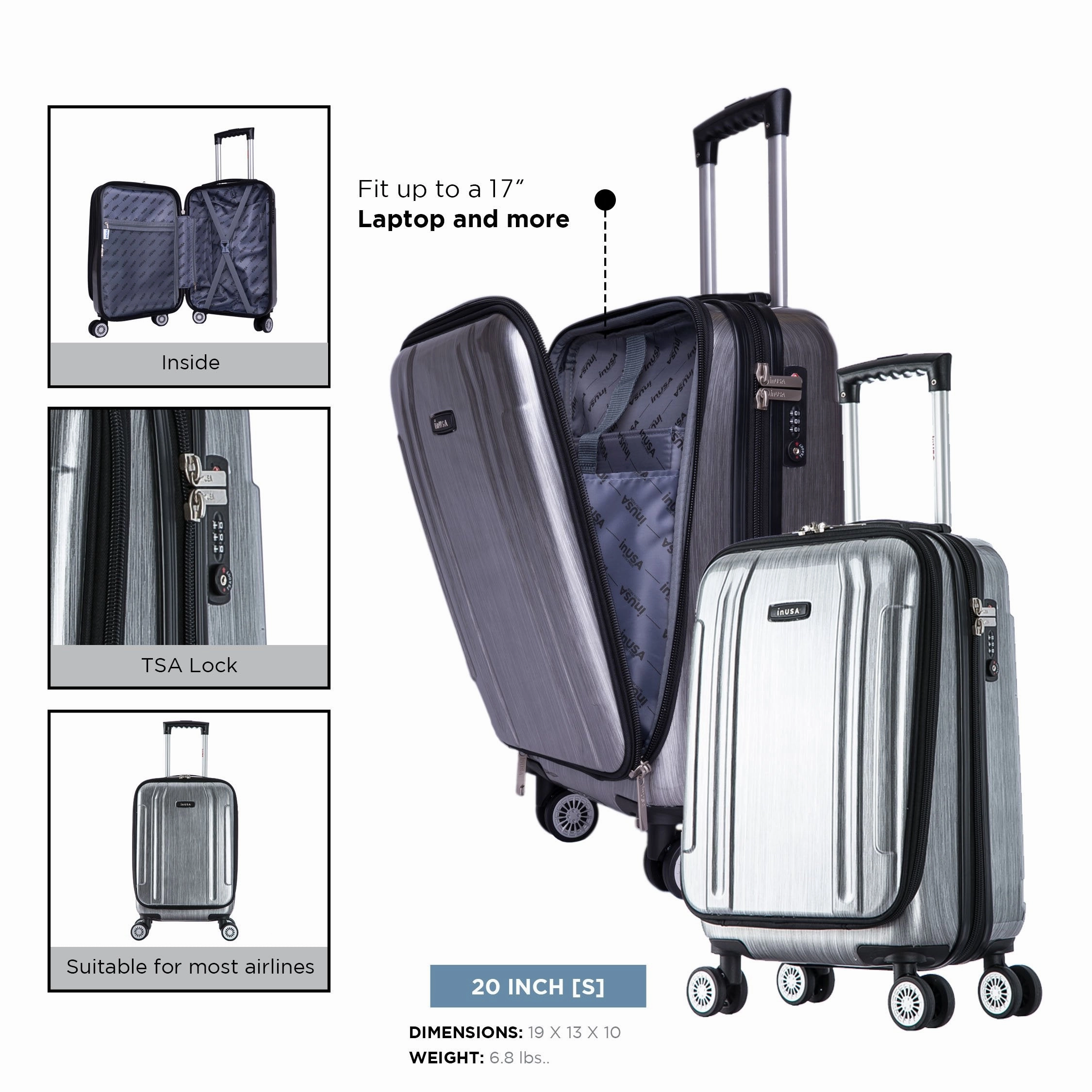 inUSA Southworld 19" 4-Wheel Carry-On Luggage