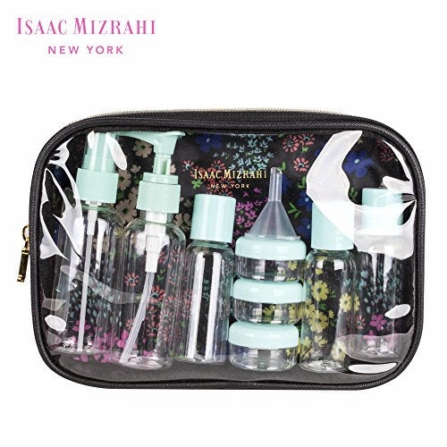 Isaac Mizrahi Fashion Printed 11Pc Toiletries Container Travel Kit, Floral/Black