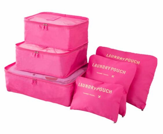 IUX 2018 6pcs/set Men and Women Luggage Travel Bags Packing Cubes Organizer Fashion Double Zipper