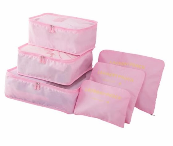 IUX 2018 6pcs/set Men and Women Luggage Travel Bags Packing Cubes Organizer Fashion Double Zipper