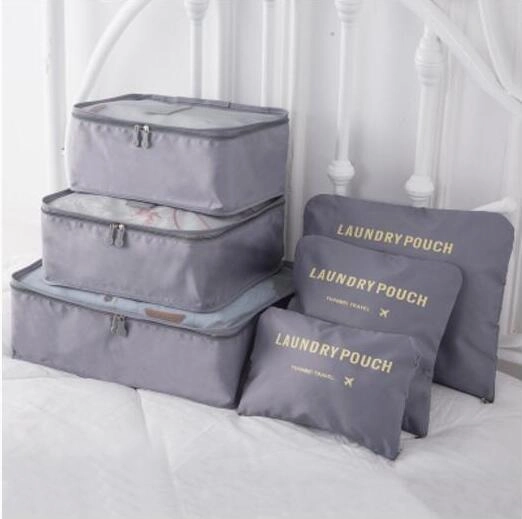 IUX 2018 6pcs/set Men and Women Luggage Travel Bags Packing Cubes Organizer Fashion Double Zipper